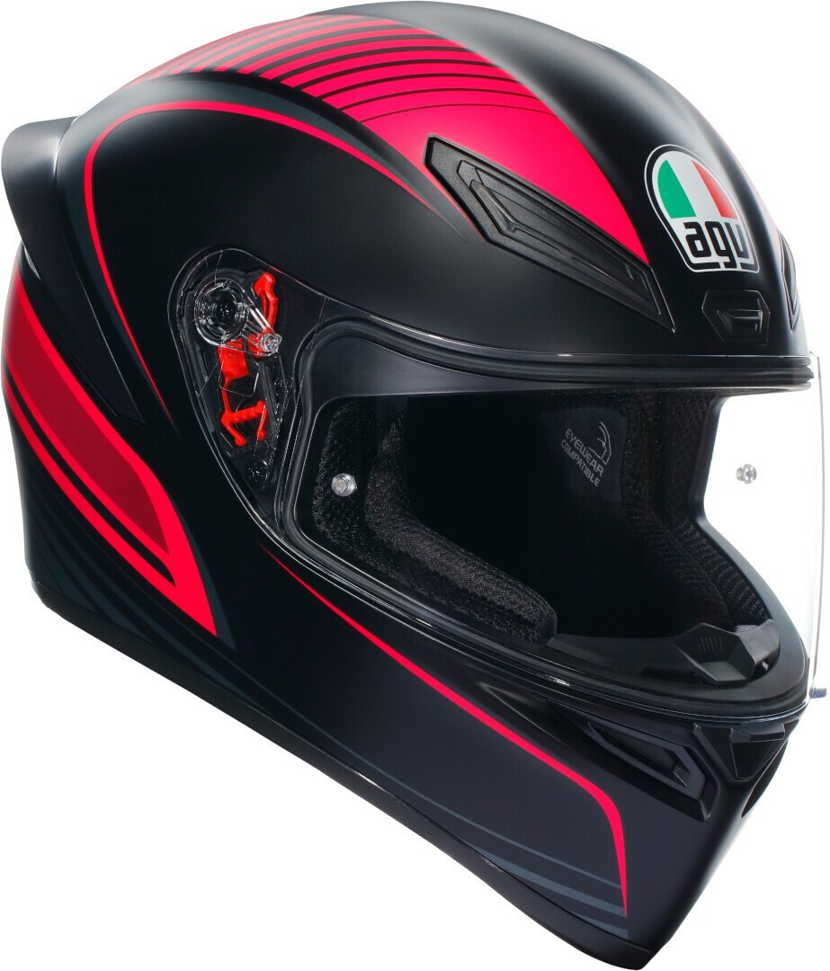 CASCO MOTO INTEGRALE AGV K1 S WARMUP 22.06 MULTI NERO ROSSO BLACK RED MATT  TG S