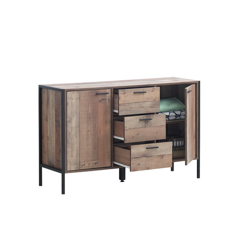 Sideboard Cabinet Unit Rustic Industrial Style - Metal Frame & Handles - Picture 4 of 14