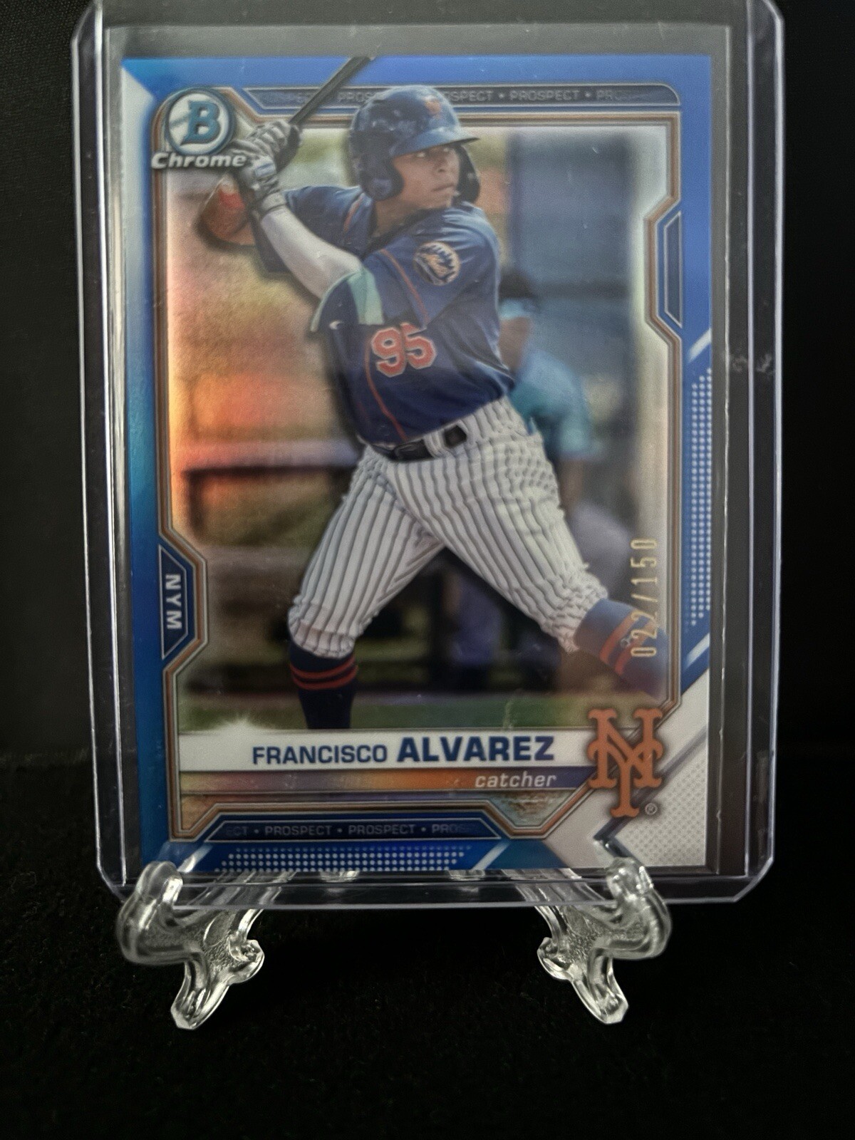 Francisco Alvarez 2021 Bowman Chrome Prospects Blue Refractor /150 #BCP-209 Mets