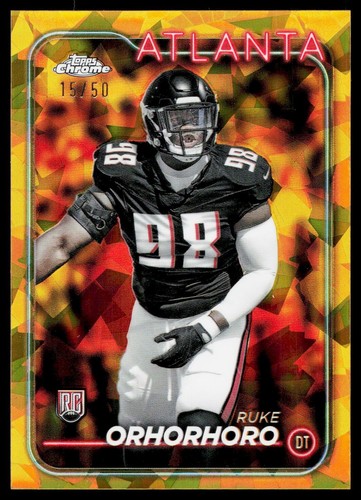 2024 Topps Chrome Ruke Orhorhoro Gold Sapphire /50 Rookie Atlanta Falcons #279
