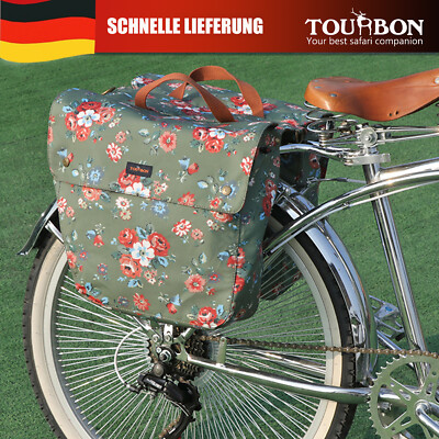 TOURBON Fahrrad-Rücksitztasche, Canvas-Rolltasche, doppelte Packtasche, Fahrrad