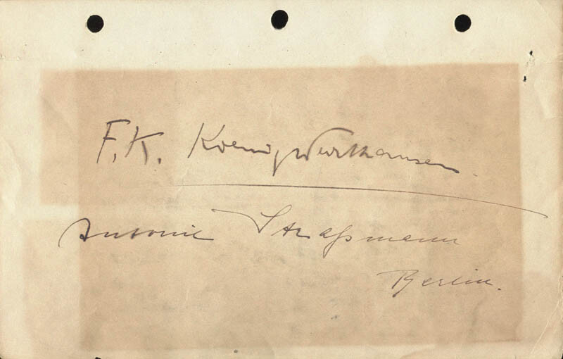 FREDERICH KARL VON KOENIG-WARTHAUSEN - SIGNATURE(S) WITH CO
