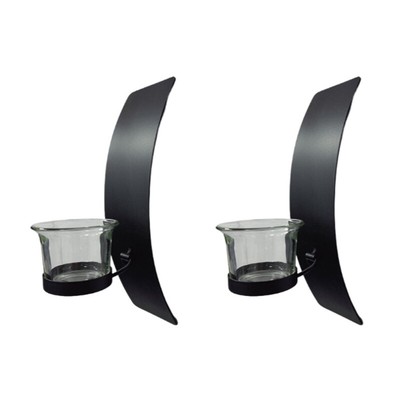 2Pcs Iron Sconces with Tealight Glass Cup Wall Art for Dining Room Decors
