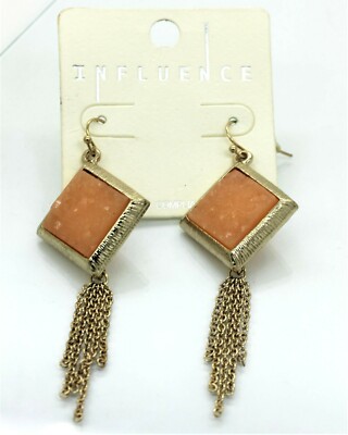 INFLUENCE EARRINGS, faux druzy gemstone, tassle design, vintage, NOS, 3'' drop da