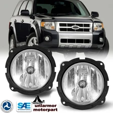 For 2007-2012 Ford Escape Fog Lights Front Bumper Driving Lamps Clear Lens Pair