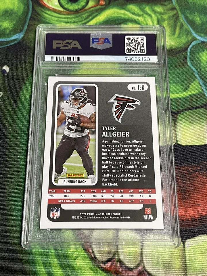 2022 Panini Absolute Tyler Allgeier RC #198 Red Squares  /499 PSA 10 GEM - POP 1 - Image 4 of 4