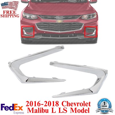 Front Bumper Chrome Moldings Trim LH & RH For 2016-2018 Chevrolet Malibu L/ LS
