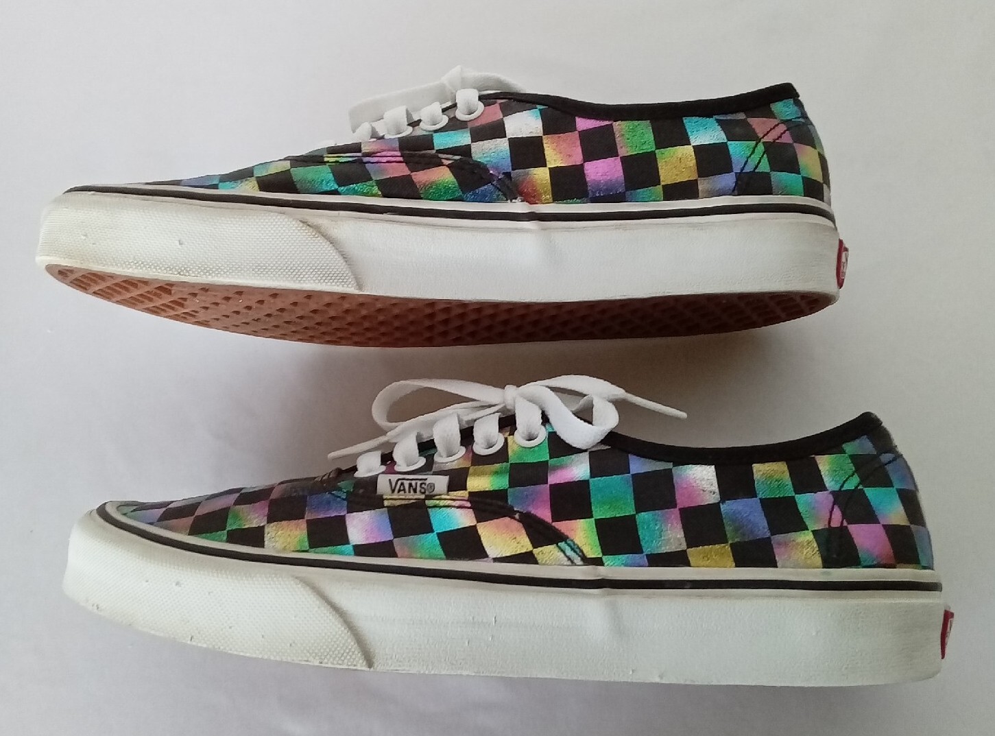 RARE VANS Reflective Multicolored Checkered Shoes… - image 4