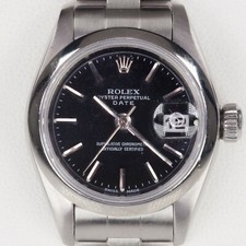 Rolex Femmes Acier Inoxydable Opd Automatique Watch W / Cadran Noir #79160 1999