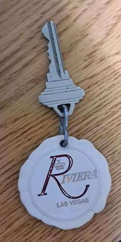 Riviera Hotel & Casino Motel Room Key Fob with Key Las Vegas Nevada #726