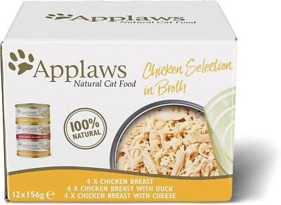 Applaws - Natural Wet Cat Food - Chicken Selection in Broth - 12x156g Tins