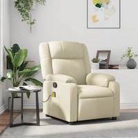 Massagesessel Kunstleder Creme Elektrisch Klappbar Shiatsu