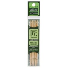 Clover Takumi Bamboo Double Point Knitting Needles 5" 5/Pkg-Size 6/4mm
