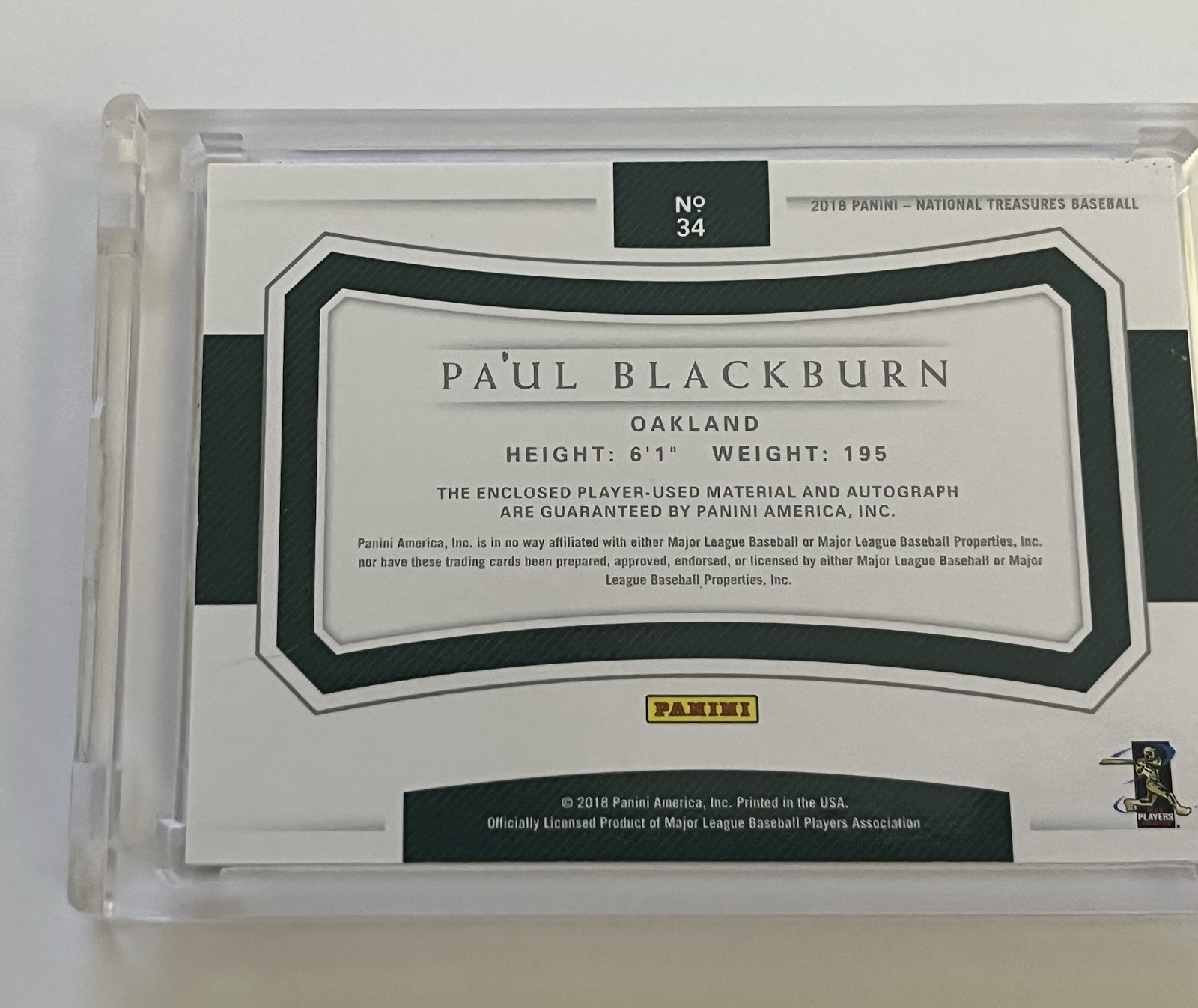 Paul Blackburn National Treasures Rookie Patch Auto #d /99 view 7