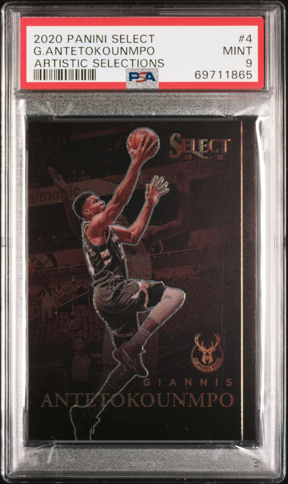2020 PANINI SELECT ARTISTIC SELECTIONS #4 GIANNIS ANTETOKOUNMPO PSA 9