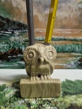 VTG small soapstone owl pencil or candle holder figurine decorative