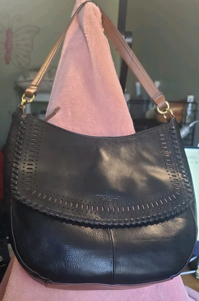 Bolso Tignanello Boho Saddle, Marrón Negro Bandolera de Hombro Occidental Impecable Foto 3 de 4
