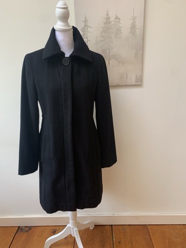 Dale Dressin Wool Coat Women’s Black Size 4 Zip Up Pockets