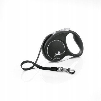 Flexi Hundeleine automatisch Gurtleine 5m bis 15kg schwarz Black Design