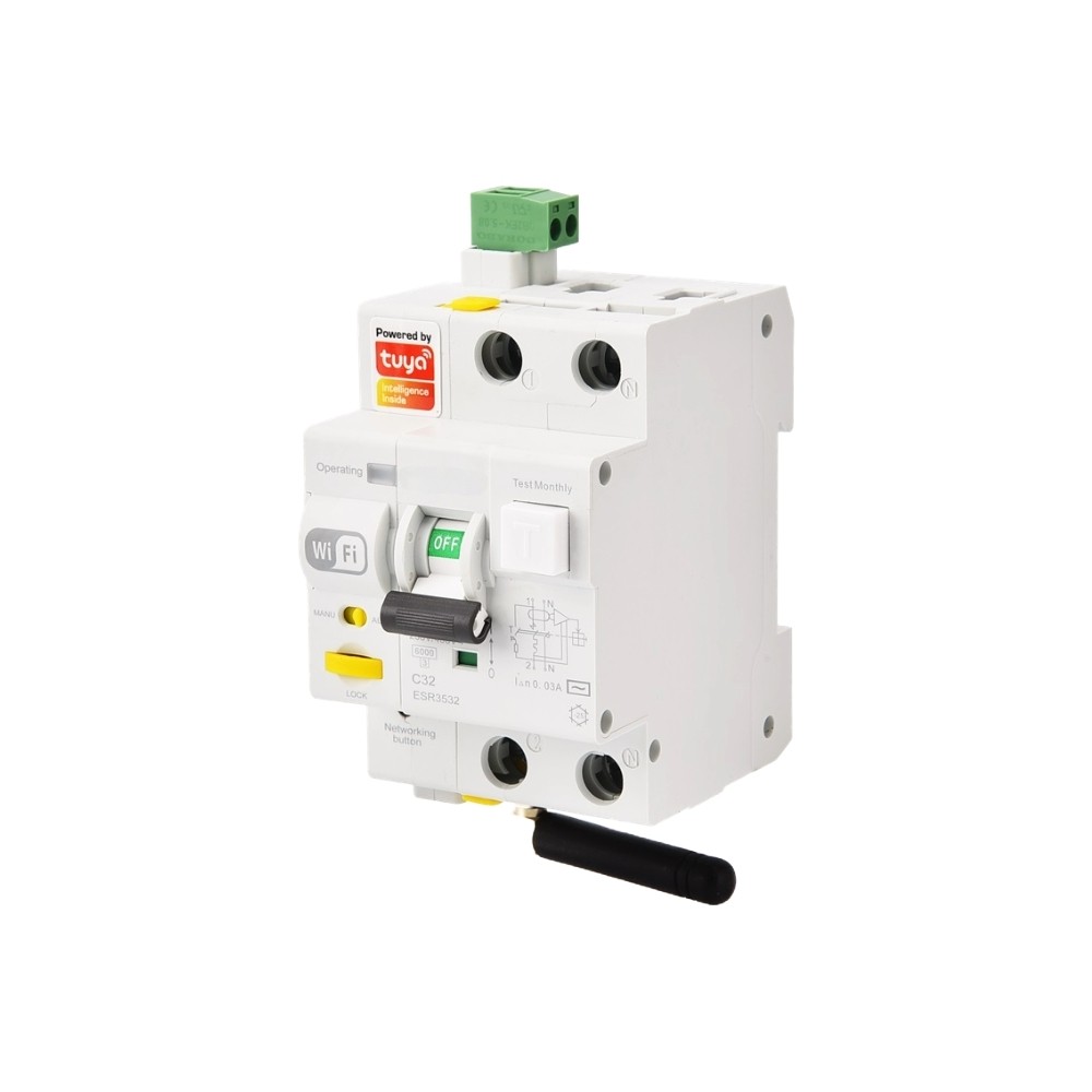 gloca Differenziale Magnetotermico Wi-Fi Smart Con App Tuya Smart RCBO Riarmo Au