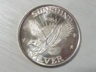 Vintage 1984 Sunshine Mining 1 oz .999 Beautiful Fine Silver Round Slight toning