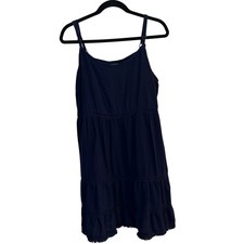 Torrid Navy Blue Tiered Mini Challis Skater Dress Fringe Trim Plus Size 2X