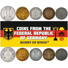 5 Mixed Coins | Federal and Weimar Republic | East Germany | Reich | Empire