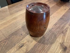 Antique Handmade Solid Walnut Wood Barrel Keg w Hole For Cork & Spigot 7”