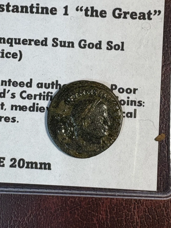 ¡Escaso! Constantino 1, ¡El Grande! 307-337AD Sun God Sol Rev. Follis CB31 20mm AE Foto 3 de 4