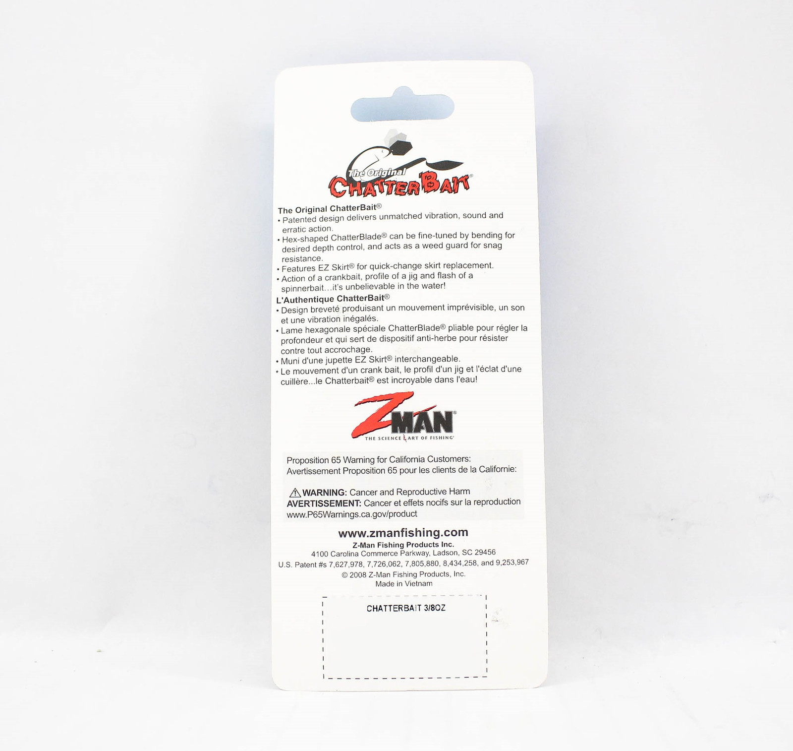 Zman Chatterbait 3/8 oz Sinking Lure Chart (0102) - Image 2