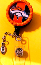 NFL Denver Broncos 5 Id badge holder retractable alligator clip
