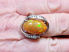 HUGE 14k White Gold WELO OPAL & Diamond Accent Freeform Ring Sz 9 — photo 10