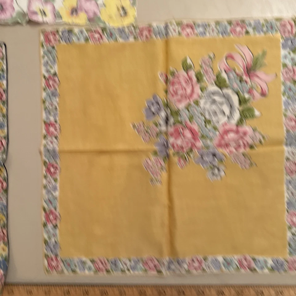 Lote De 3 Pañuelos Vintage Floral Multicolor Hankie Burmel Foto 4 de 4