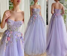 Length Prom Dress Strapless Gown Ball Gowns Tulle Formal Evening Dress