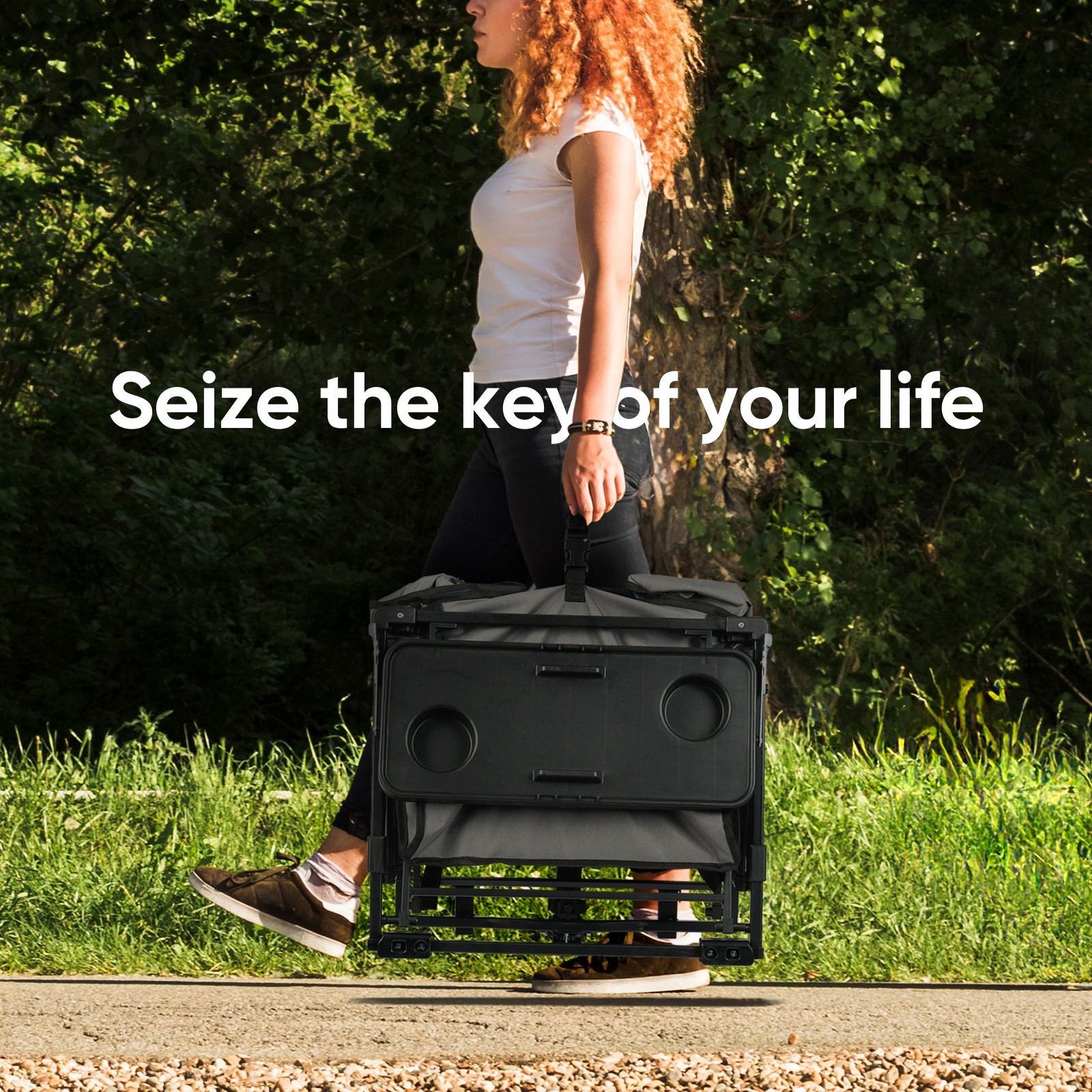 Sekey 250L Collapsible Wagon with Table, Drink Holders, All-Terrain Wheels