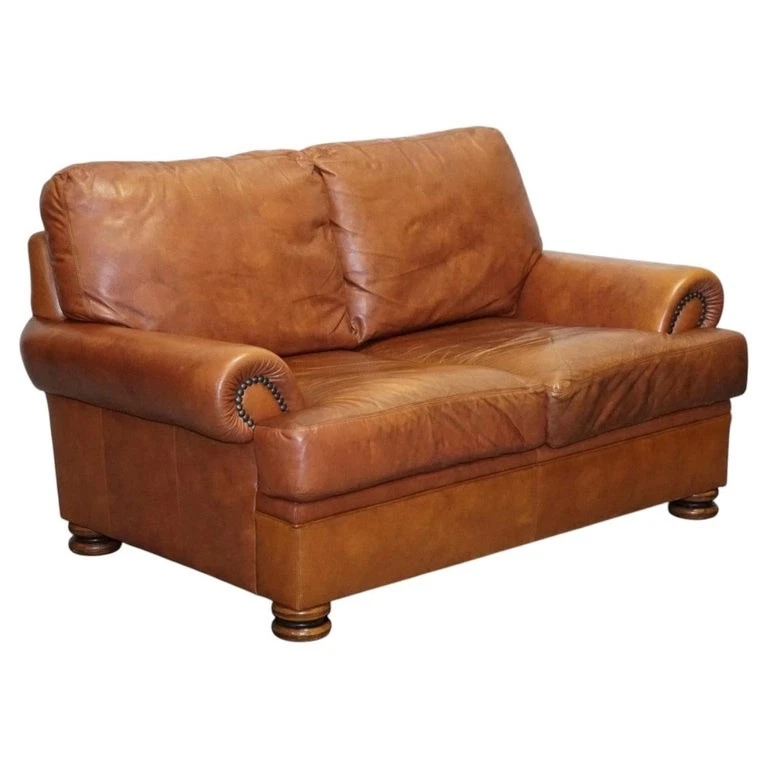 TETRAD CORDOBA TWO SEATER TAN LEATHER SOFA RETAILED BY JOHN LEWIS