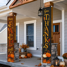 Happy Fall Y'All Give Thanks Rustic Porch Banner Farmhouse Decor