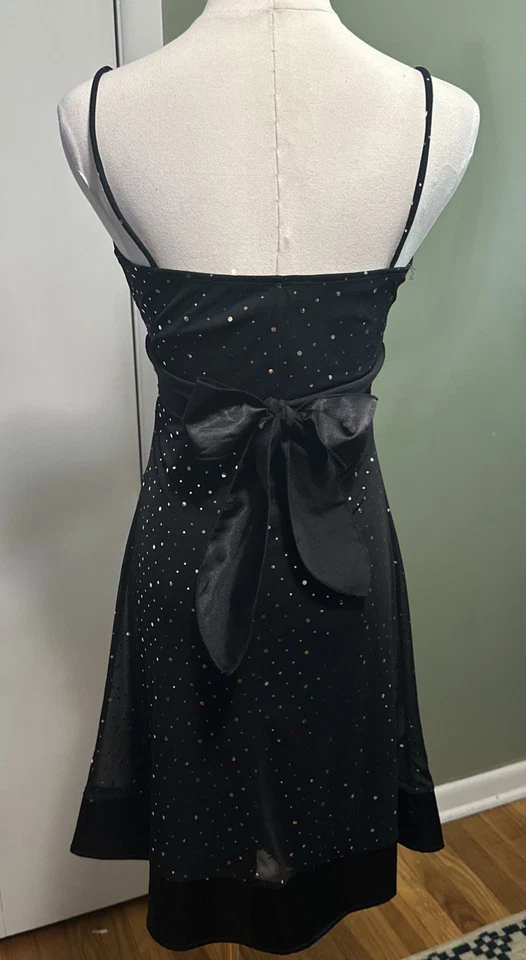 Vestido Vintage Y2K Tabú Negro Holográfico Lunares Correa Espagueti Talla S Foto 2 de 4