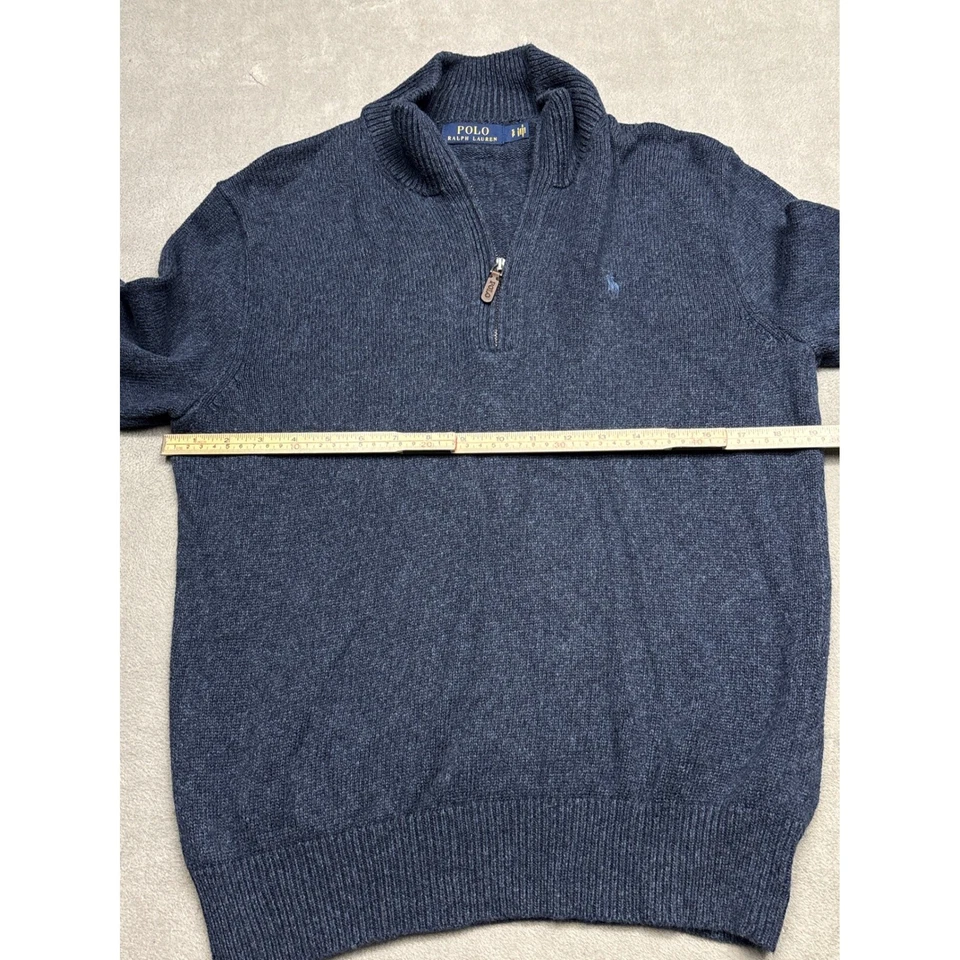 Polo Ralph Lauren Half Zip Knit Sweater Men's S Navy Blue Wool Blend Pullover - Image 4 of 4