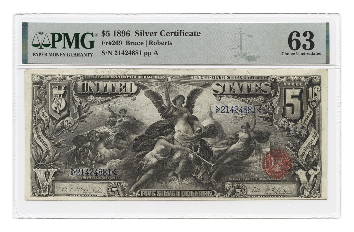 アメリカビーナス銀貨1868年 FR. 269 1896 Silver Certificate PMG