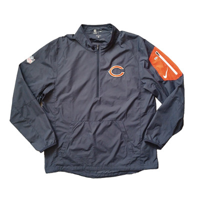 Nike On Field Chicago Bears 1/4 Zip Jacket Mens Large Navy Orange NFL Football