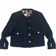Zara Blogger Favorite Classic Tweed Button Down Blazer Jacket with Gold Buttons