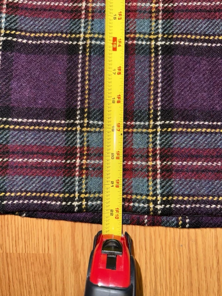 LL Bean 格子裙羊毛混纺 10 紫色/黑色背面开衩侧拉链深色学术界 — 第 3/4 张图片