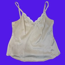 Vintage Union Made Maidenform Nylon Camisole Slip Top Womens 32 Beige Lace Trim