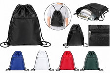 School Bag Gymsac Zip Section Drawstring Rucksack Nursery Gym Swim PE 10 Colours