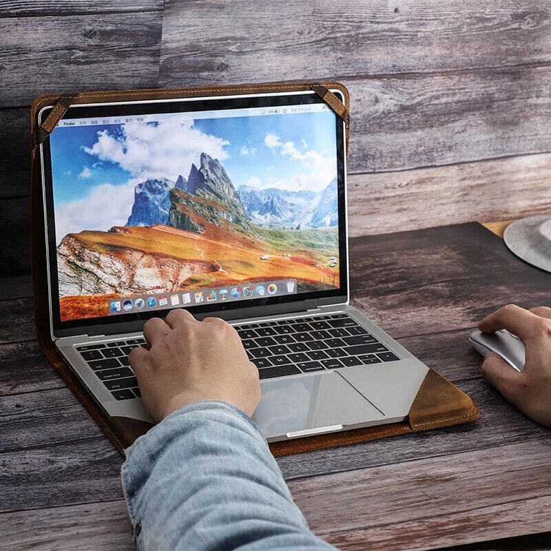 Genuine Leather Laptop Sleeve Case Carrying Bag For Macbook Air Pro 13 M4/M3/M2-image