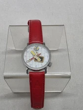AKTEO WATCH Teacher School Red Strap With Ruler, Globe Graphics Rare