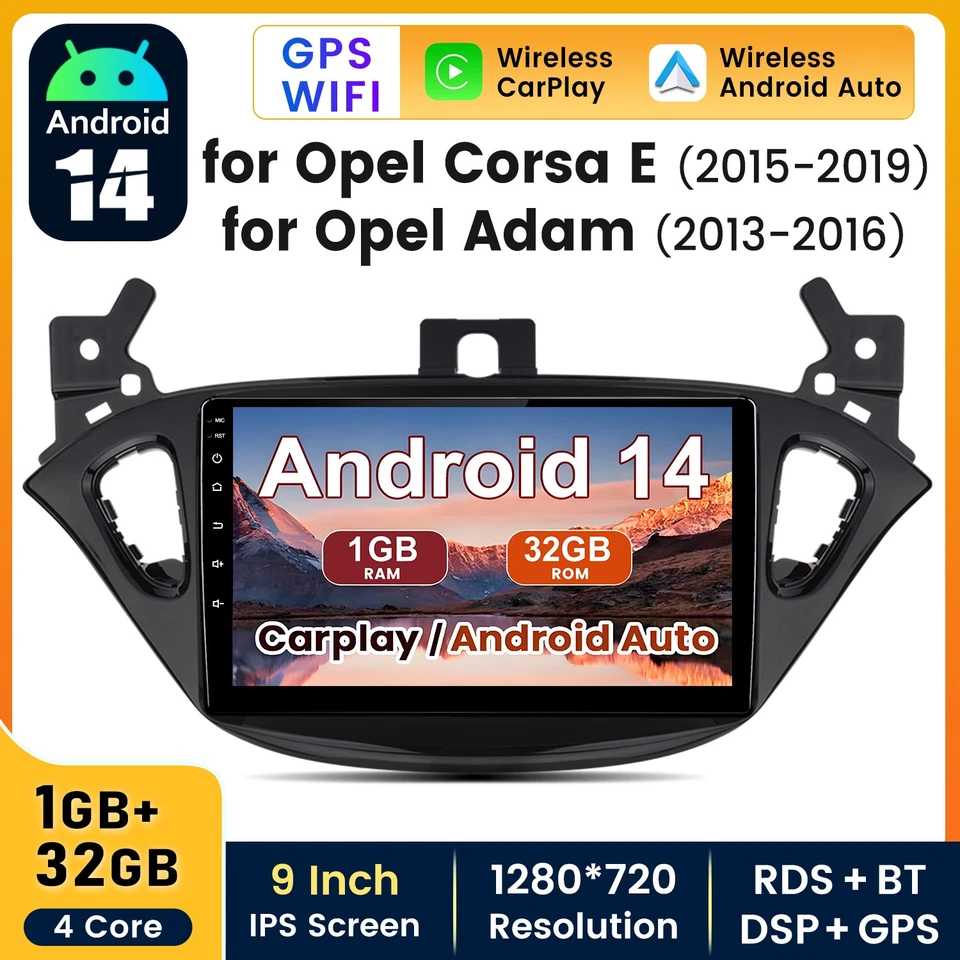 AWESAFE Apple CarPlay For Vauxhall Corsa E 2015-19 Adam Android Car Stereo Radio GPS 64G