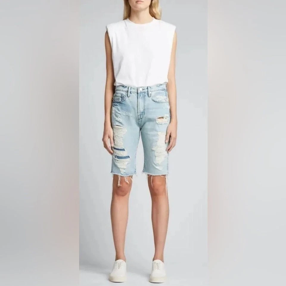 Винтажные измельченные джинсовые бермудские шорты LE в рамке размер 27