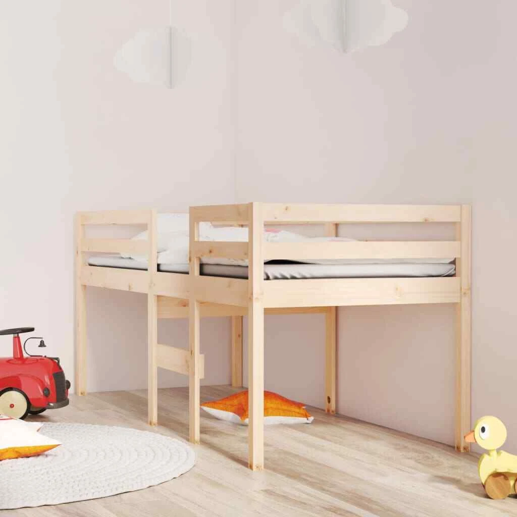 High Sleeper Bed 75x190 cm 2FT6 Small Single Solid Wood Pine vidaXL